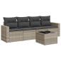 Preview: 5-tlg. Garten-Sofagarnitur mit Kissen Hellgrau Poly Rattan
