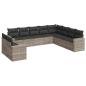 Preview: 10-tlg. Garten-Sofagarnitur mit Kissen Hellgrau Poly Rattan