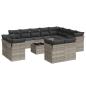 Preview: 13-tlg. Garten-Sofagarnitur mit Kissen Hellgrau Poly Rattan