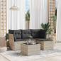 Preview: ARDEBO.de - 5-tlg. Garten-Sofagarnitur mit Kissen Hellgrau Poly Rattan
