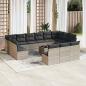 Preview: ARDEBO.de - 14-tlg. Garten-Sofagarnitur mit Kissen Hellgrau Poly Rattan