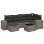 Preview: ARDEBO.de - 7-tlg. Garten-Sofagarnitur mit Kissen Hellgrau Poly Rattan