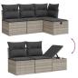Preview: 7-tlg. Garten-Sofagarnitur mit Kissen Hellgrau Poly Rattan