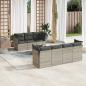 Preview: ARDEBO.de - 8-tlg. Garten-Sofagarnitur mit Kissen Hellgrau Poly Rattan