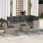 Preview: ARDEBO.de - 7-tlg. Garten-Sofagarnitur mit Kissen Hellgrau Poly Rattan