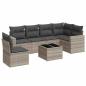 Preview: 7-tlg. Garten-Sofagarnitur mit Kissen Hellgrau Poly Rattan