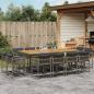 Preview: ARDEBO.de - 13-tlg. Garten-Essgruppe mit Kissen Grau Poly Rattan