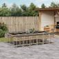 Preview: ARDEBO.de - 13-tlg. Garten-Essgruppe mit Kissen Beigemischung Poly Rattan