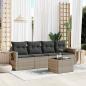 Preview: ARDEBO.de - 5-tlg. Garten-Sofagarnitur mit Kissen Hellgrau Poly Rattan