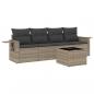 Preview: 5-tlg. Garten-Sofagarnitur mit Kissen Hellgrau Poly Rattan