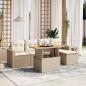 Preview: ARDEBO.de - 6-tlg. Garten-Sofagarnitur mit Kissen Beige Poly Rattan