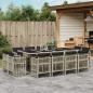 Preview: ARDEBO.de - 13-tlg. Garten-Essgruppe mit Kissen Hellgrau Poly Rattan