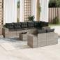 Preview: ARDEBO.de - 9-tlg. Garten-Sofagarnitur mit Kissen Hellgrau Poly Rattan