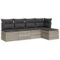 Preview: 5-tlg. Garten-Sofagarnitur mit Kissen Hellgrau Poly Rattan
