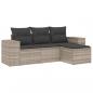 Preview: 4-tlg. Garten-Sofagarnitur mit Kissen Hellgrau Poly Rattan