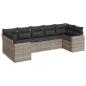 Preview: 7-tlg. Garten-Sofagarnitur mit Kissen Hellgrau Poly Rattan