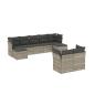 Preview: 9-tlg. Garten-Sofagarnitur mit Kissen Hellgrau Poly Rattan