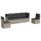 Preview: 6-tlg. Garten-Sofagarnitur mit Kissen Hellgrau Poly Rattan