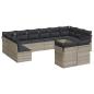 Preview: 12-tlg. Garten-Sofagarnitur mit Kissen Hellgrau Poly Rattan