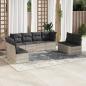 Preview: ARDEBO.de - 8-tlg. Garten-Sofagarnitur mit Kissen Hellgrau Poly Rattan