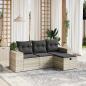 Preview: ARDEBO.de - 4-tlg. Garten-Sofagarnitur mit Kissen Hellgrau Poly Rattan