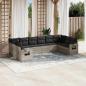 Preview: ARDEBO.de - 10-tlg. Garten-Sofagarnitur mit Kissen Hellgrau Poly Rattan