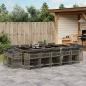 Preview: ARDEBO.de - 15-tlg. Garten-Essgruppe mit Kissen Grau Poly Rattan
