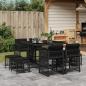 Preview: ARDEBO.de - 9-tlg. Garten-Essgruppe mit Kissen Schwarz Poly Rattan
