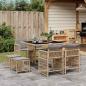 Preview: ARDEBO.de - 9-tlg. Garten-Essgruppe mit Kissen Beigemischung Poly Rattan