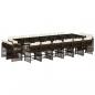 Preview: 17-tlg. Garten-Essgruppe mit Kissen Braun Poly Rattan