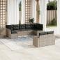 Preview: ARDEBO.de - 9-tlg. Garten-Sofagarnitur mit Kissen Hellgrau Poly Rattan