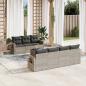 Preview: ARDEBO.de - 8-tlg. Garten-Sofagarnitur mit Kissen Hellgrau Poly Rattan