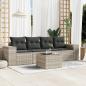 Preview: ARDEBO.de - 5-tlg. Garten-Sofagarnitur mit Kissen Hellgrau Poly Rattan
