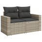 Preview: 10-tlg. Garten-Sofagarnitur mit Kissen Hellgrau Poly Rattan