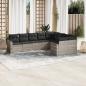 Preview: ARDEBO.de - 9-tlg. Garten-Sofagarnitur mit Kissen Hellgrau Poly Rattan