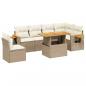 Preview: 7-tlg. Garten-Sofagarnitur mit Kissen Beige Poly Rattan