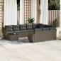 Preview: ARDEBO.de - 11-tlg. Garten-Sofagarnitur mit Kissen Hellgrau Poly Rattan