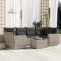 Preview: ARDEBO.de - 7-tlg. Garten-Sofagarnitur mit Kissen Hellgrau Poly Rattan