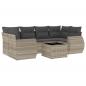 Preview: 7-tlg. Garten-Sofagarnitur mit Kissen Hellgrau Poly Rattan