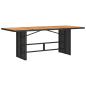Preview: ARDEBO.de - Gartentisch mit Holzplatte Schwarz 190x80x75 cm Poly Rattan