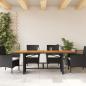 Preview: Gartentisch mit Holzplatte Schwarz 190x80x75 cm Poly Rattan