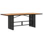 Preview: Gartentisch mit Holzplatte Schwarz 190x80x75 cm Poly Rattan