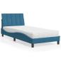 Preview: ARDEBO.de - Bett mit Matratze Blau 90x190 cm Samt