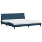 Preview: Bett mit Matratze "Hanko" Blau 200x200 cm Samt