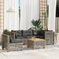 Preview: ARDEBO.de - 6-tlg. Garten-Sofagarnitur mit Kissen Grau Poly Rattan