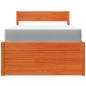 Preview: Bett mit Schubladen und Matratze Wachsbraun 90x200 Massivholz