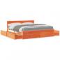 Preview: ARDEBO.de - Bett mit Schubladen und Matratze Wachsbraun 180x200 Massivholz