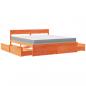 Preview: Bett mit Schubladen und Matratze Wachsbraun 180x200 Massivholz