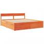 Preview: Bett mit Schubladen und Matratze Wachsbraun 180x200 Massivholz