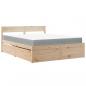 Preview: Bett mit Schubladen und Matratze 140x200 cm Massivholz Kiefer